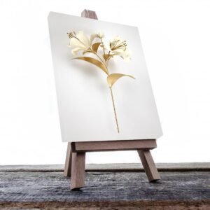 Cuadro Decorativo de Flores Doradas con Fondo Blanco #206