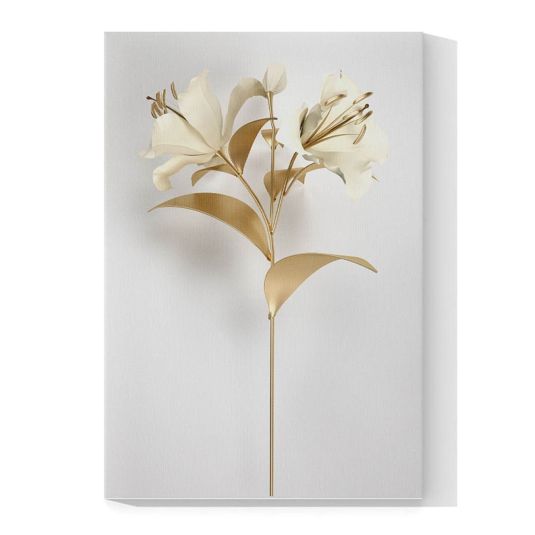 Cuadro Decorativo de Flores Doradas con Fondo Blanco #206 - Imagen 4