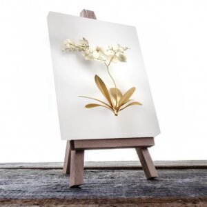 Cuadro Decorativo de Flores Doradas con Fondo Blanco #209