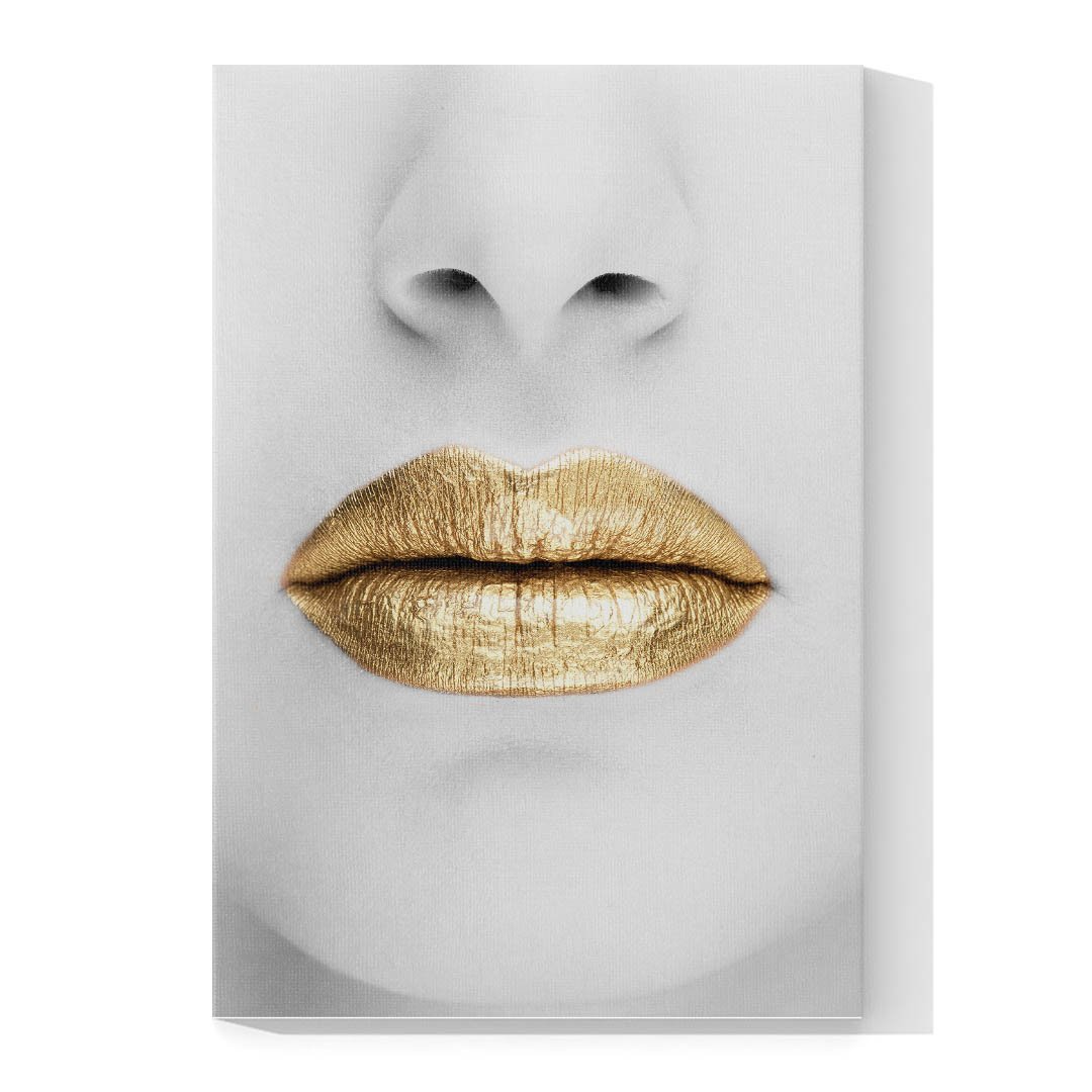 Cuadro Decorativo Labios Dorados en Blanco - Imagen 4