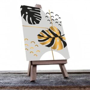 Cuadro Decorativo de Hojas Doradas y Negras #212