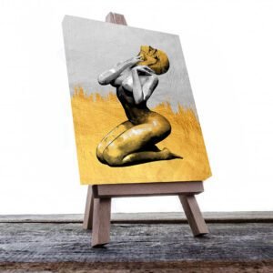 Cuadro Decorativo Mujer abstracto en Dorado