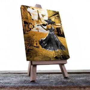 Cuadro Decorativo Mujer tocando violín en Dorado Moderno