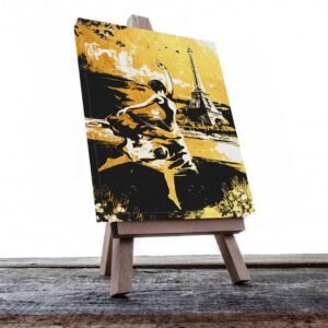 Cuadro Decorativo Mujer Bailando en Paris en Dorado