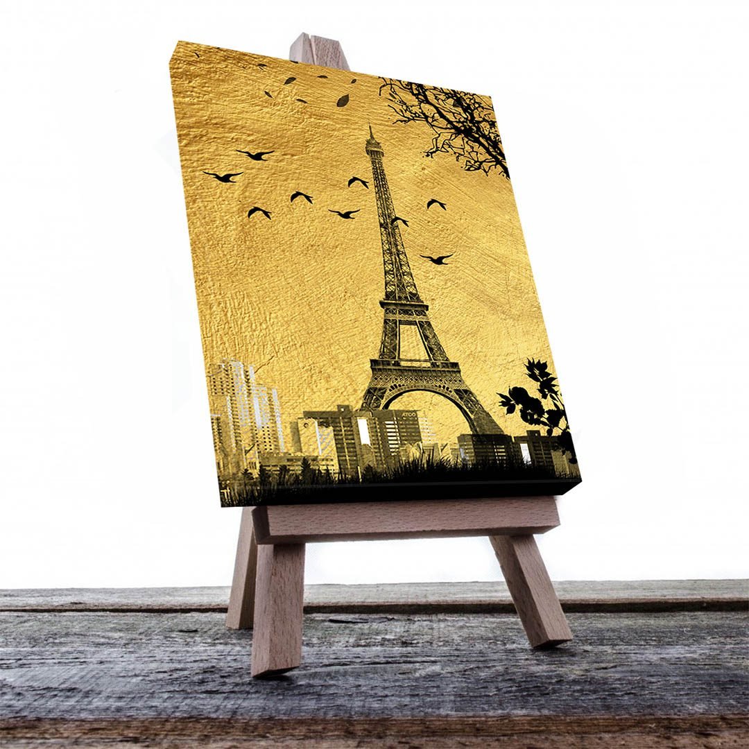 Cuadro Decorativo Torre Eiffel en Dorado