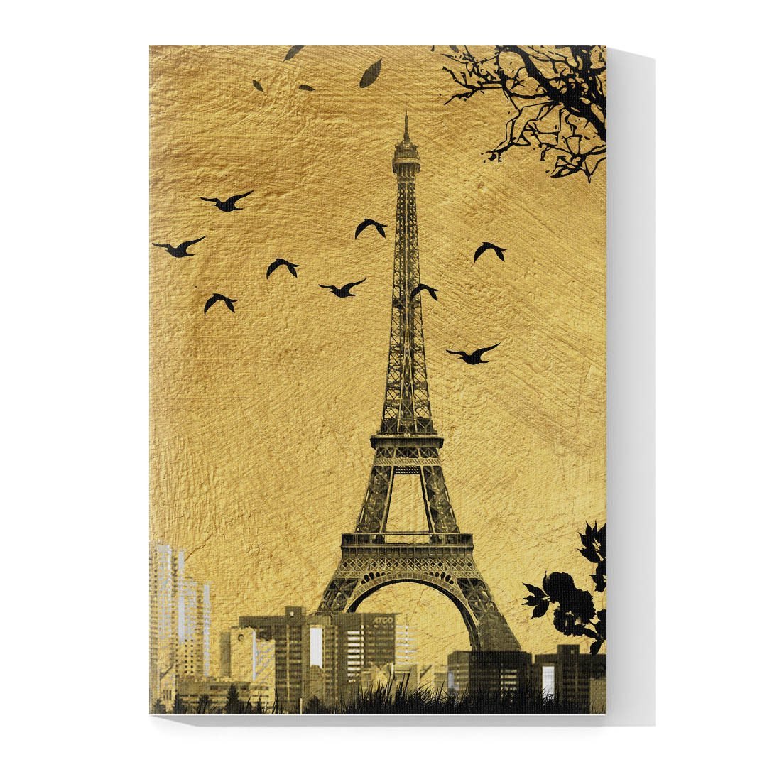 Cuadro Decorativo Torre Eiffel en Dorado - Imagen 4