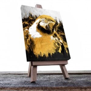 Cuadro Decorativo Ave Perico en Dorado