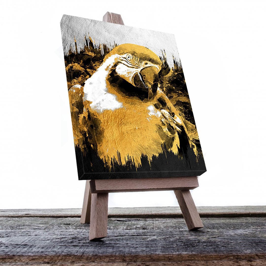 Cuadro Decorativo Ave Perico en Dorado