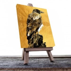Cuadro Decorativo Cuervo en Dorado