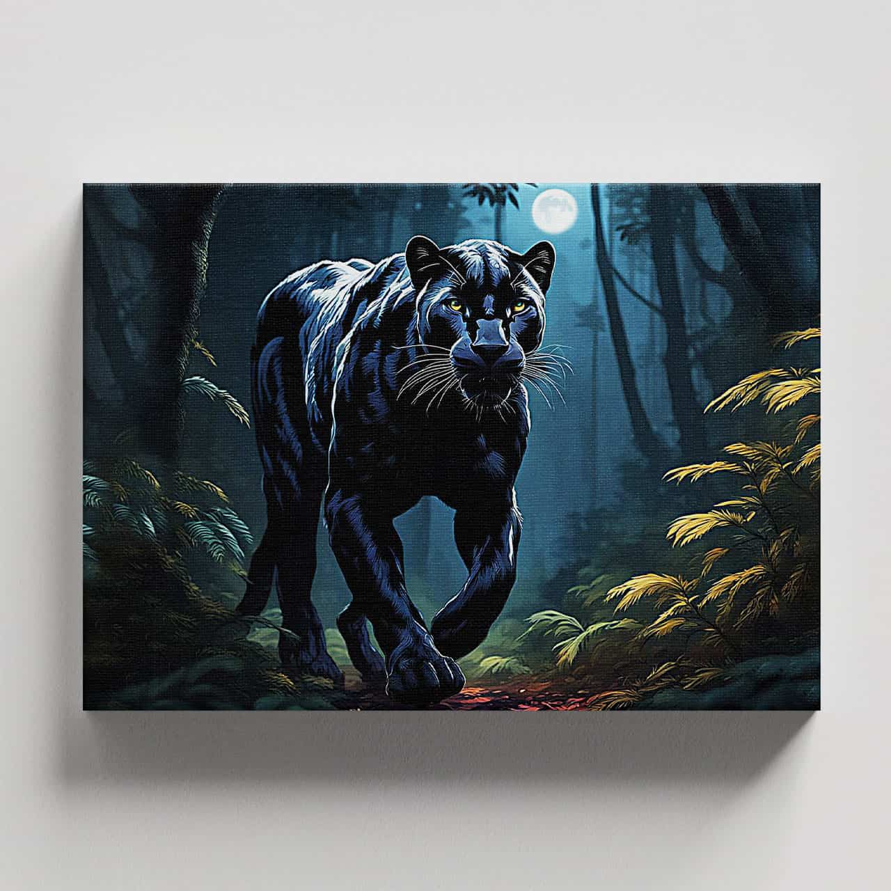 Cuadro Decorativo Canvas Pantera Negra bajo la luna llena 2 - Imagen 4