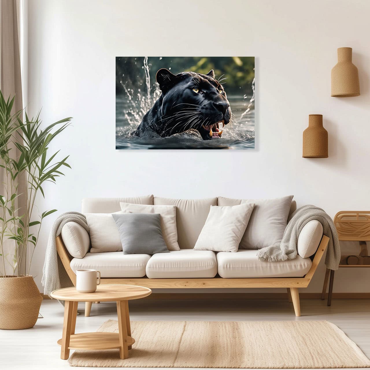Cuadro Decorativo Canvas Pantera Negra nadando - Imagen 3