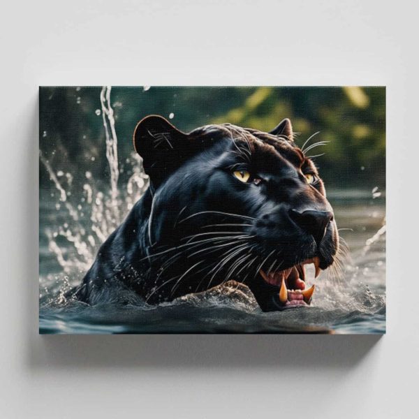 Cuadro Decorativo Canvas Pantera Negra nadando - Imagen 4