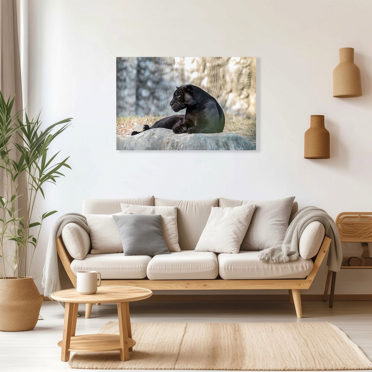 Cuadro Decorativo Canvas Pantera Negra descansando en la montaña - Imagen 3