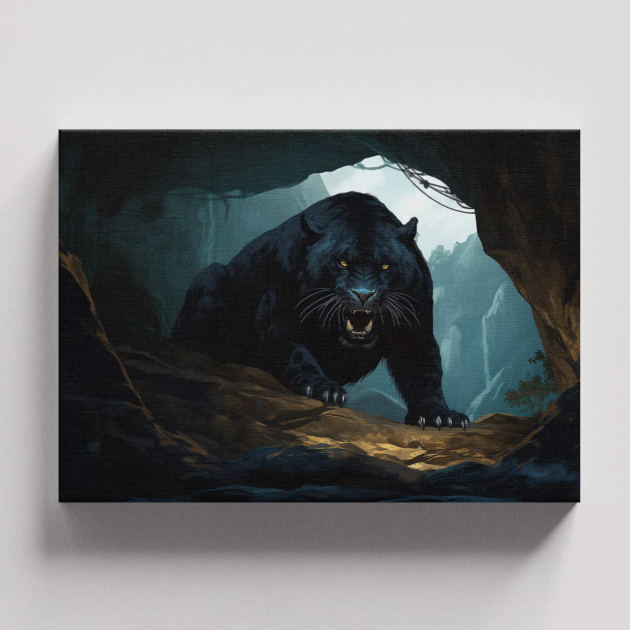 Cuadro Decorativo Canvas Pantera Negra atacando en cueva - Imagen 4