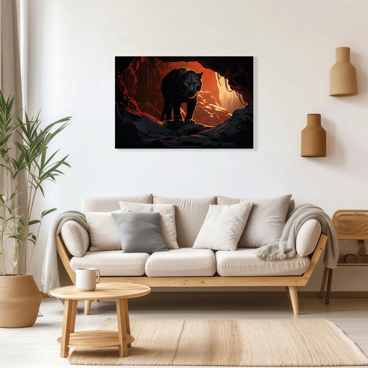 Cuadro Decorativo Canvas Pantera Negra en cueva - Imagen 3