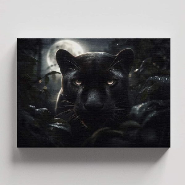 Cuadro Decorativo Canvas Pantera Negra bajo la luna llena - Imagen 4