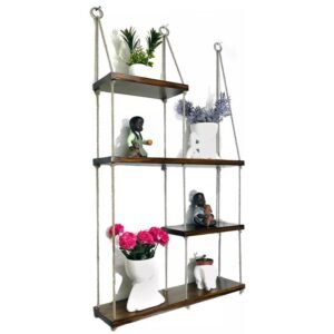 Repisa De Madera De 1ra Colgante / Flotante De 4 Niveles Color Nogal