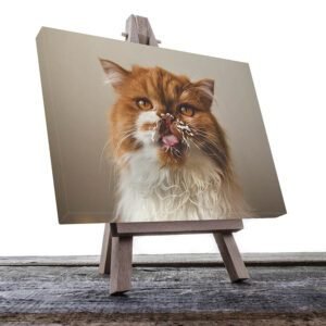 Cuadro Decorativo de Gato Blanco con Café #06