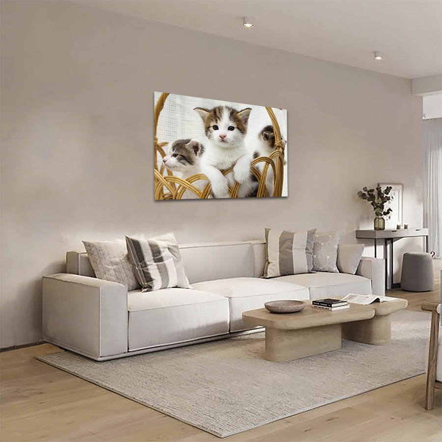 Cuadro Decorativo de Gato Blanco con Café #13 - Imagen 2