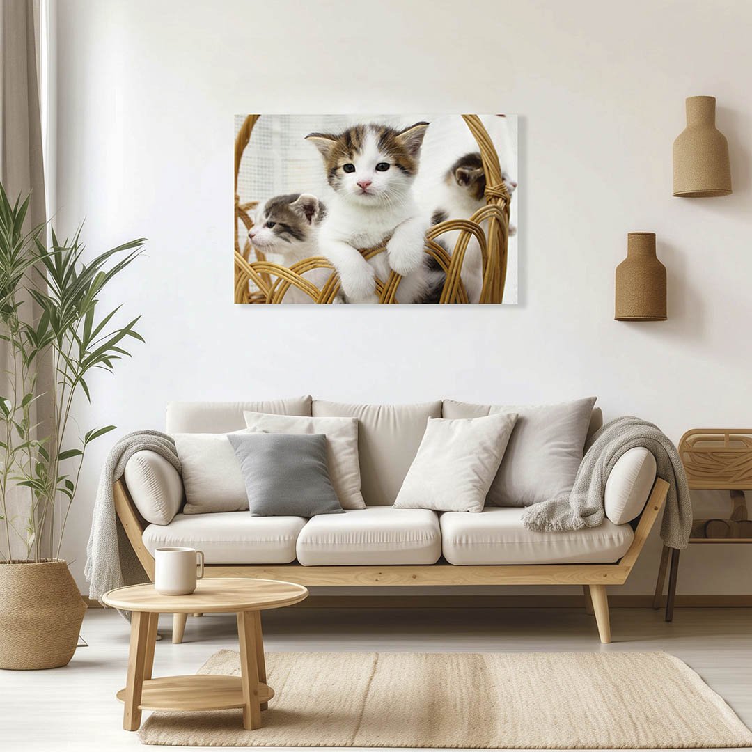 Cuadro Decorativo de Gato Blanco con Café #13 - Imagen 3