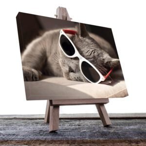 Cuadro Decorativo de Gato Gris con Lentes #36