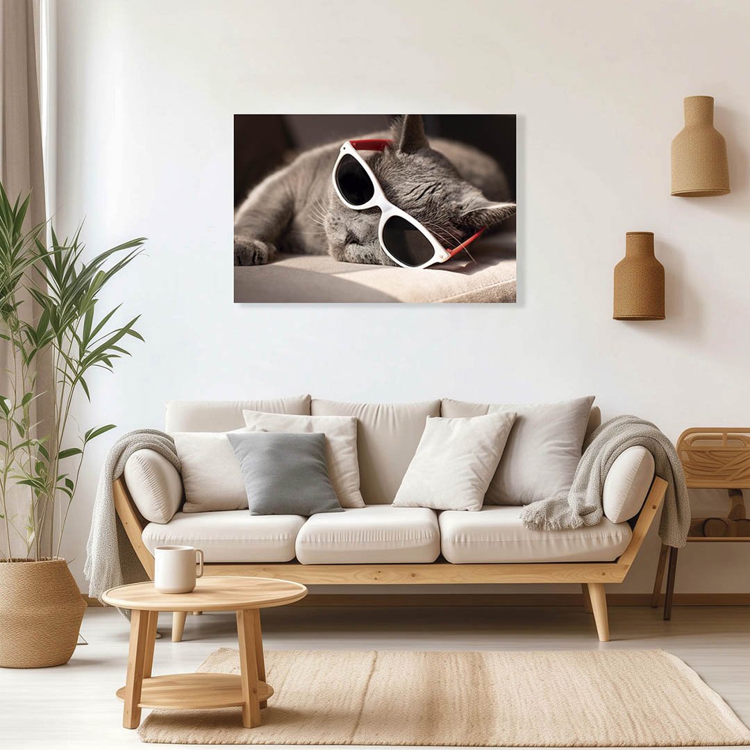 Cuadro Decorativo de Gato Gris con Lentes #36 - Imagen 3