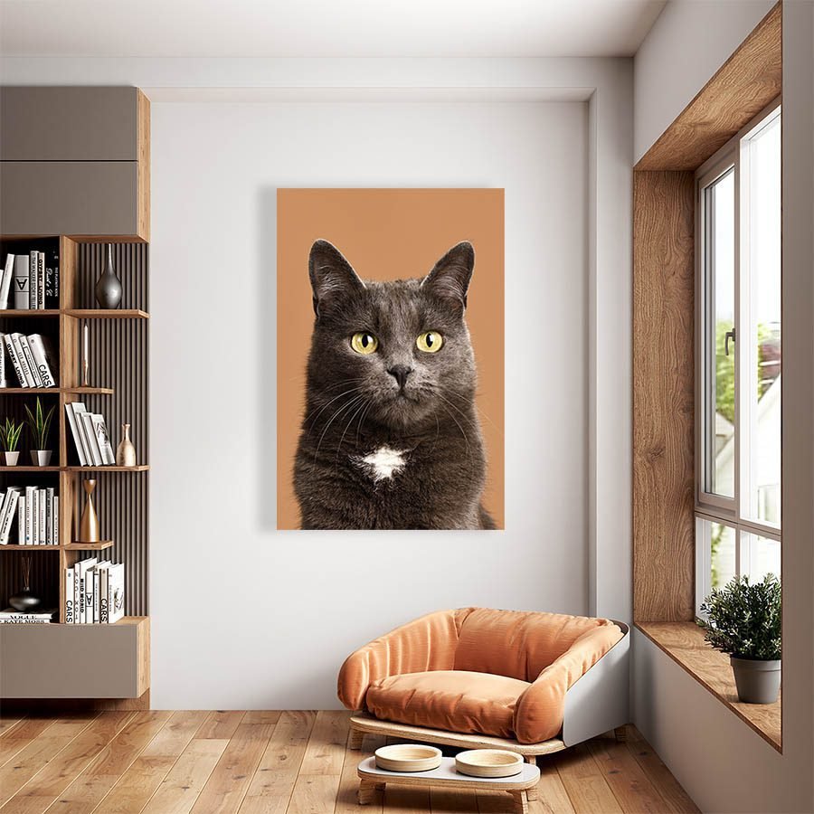 Cuadro Decorativo de Gato Gris con punto Blanco #506 - Imagen 2