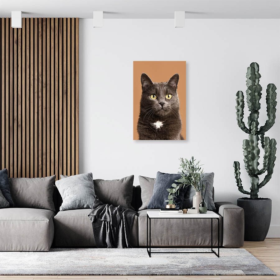 Cuadro Decorativo de Gato Gris con punto Blanco #506 - Imagen 3