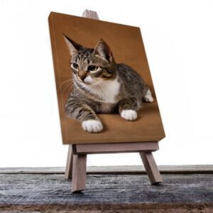 Cuadro Decorativo de Gato Gris Atigrado con Patitas Blancas #509