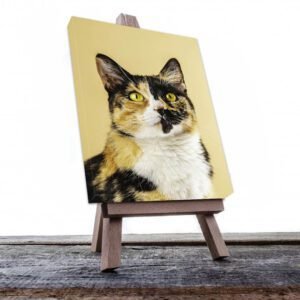 Cuadro Decorativo de Gato Blanco con Café y Negro #513