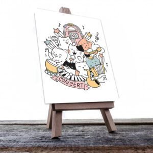 Cuadro Decorativo Dibujo Gatos En Concierto #579