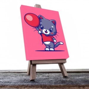 Cuadro Decorativo Dibujo Gatita con Globo #583
