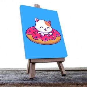 Cuadro Decorativo Dibujo Gato en una Dona #584
