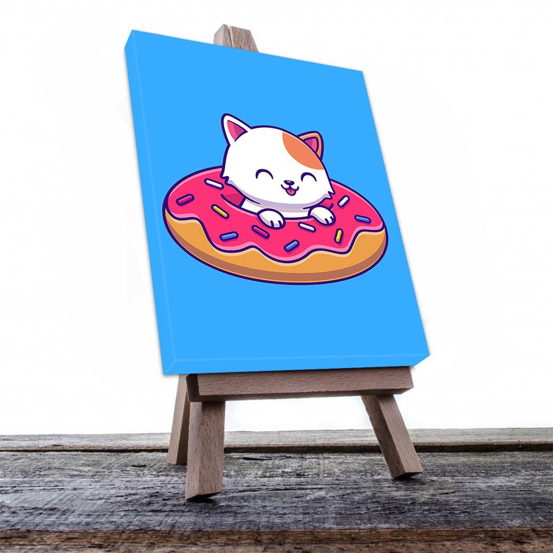 Cuadro Decorativo Dibujo Gato en una Dona #584