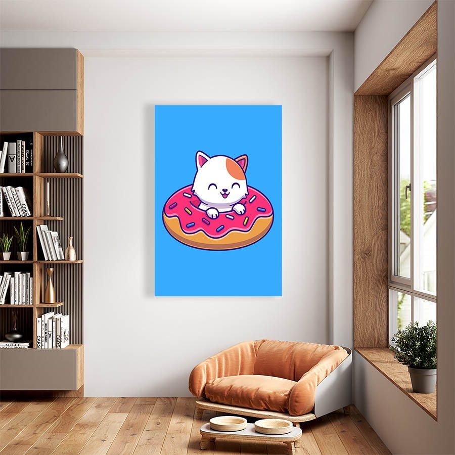 Cuadro Decorativo Dibujo Gato en una Dona #584 - Imagen 2