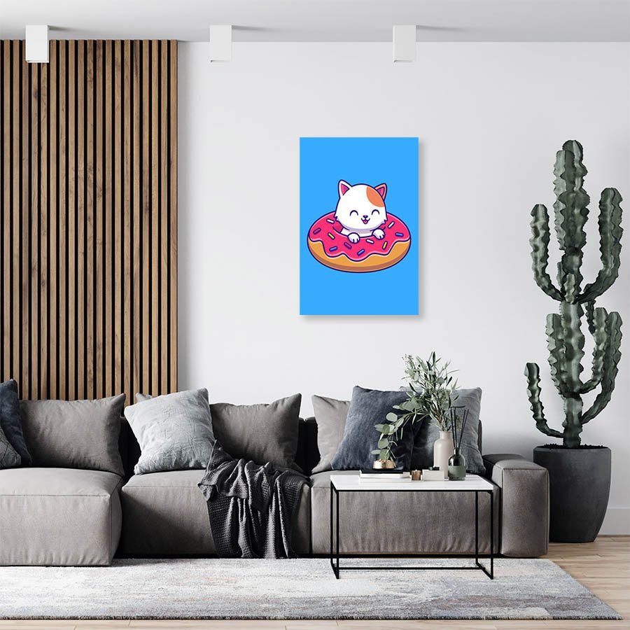 Cuadro Decorativo Dibujo Gato en una Dona #584 - Imagen 3