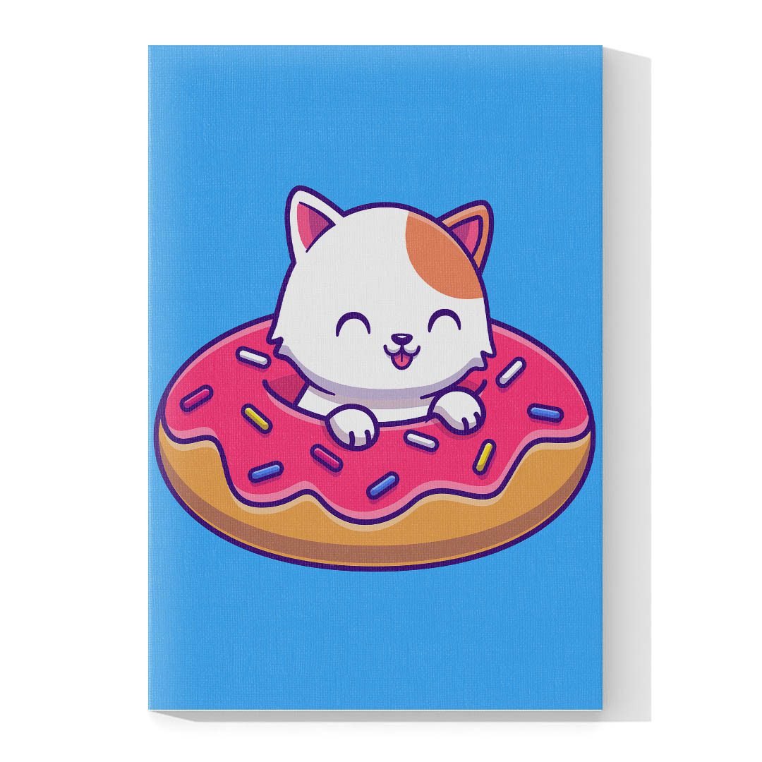 Cuadro Decorativo Dibujo Gato en una Dona #584 - Imagen 4