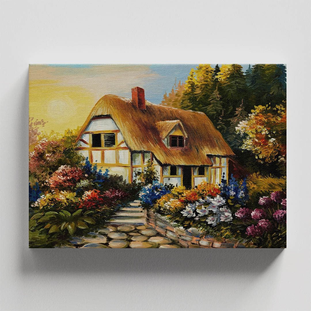 Cuadro Decorativo de Cabaña en el Bosque Estilo Oleo #08 - Imagen 4