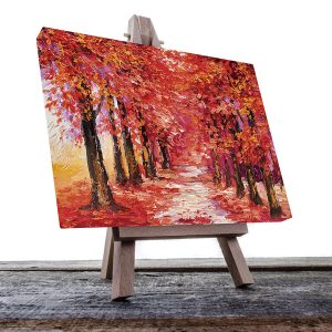 Cuadro Decorativo de Bosque Rojizo Estilo Oleo #09