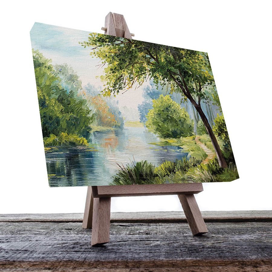 Cuadro Decorativo de Bosque y Rio Estilo Oleo #10