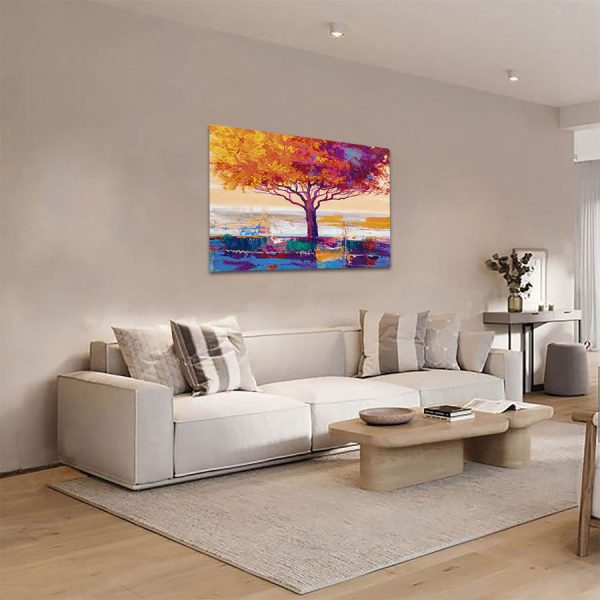 Cuadro Decorativo Árbol de Cerezo y Lago Estilo Oleo #15 - Imagen 2