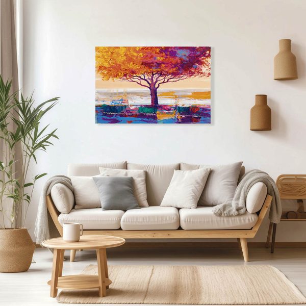 Cuadro Decorativo Árbol de Cerezo y Lago Estilo Oleo #15 - Imagen 3