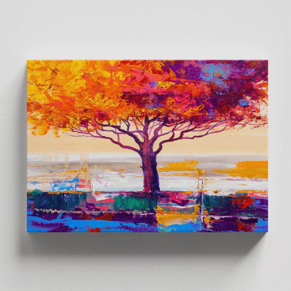 Cuadro Decorativo Árbol de Cerezo y Lago Estilo Oleo #15 - Imagen 4