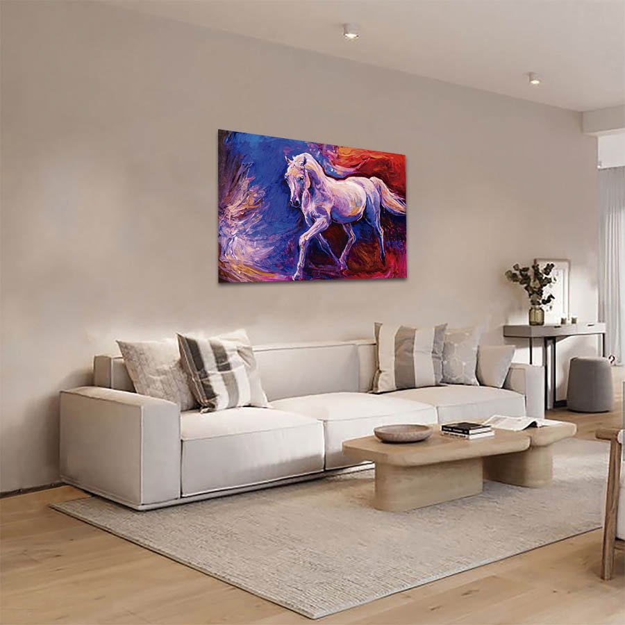 Cuadro Decorativo Caballo Blanco Estilo Oleo #20 - Imagen 2