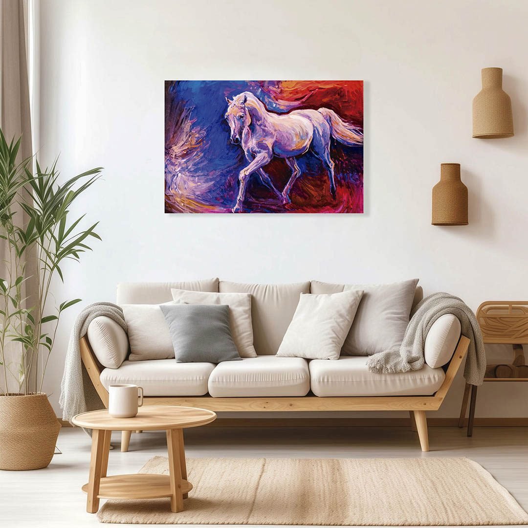 Cuadro Decorativo Caballo Blanco Estilo Oleo #20 - Imagen 3