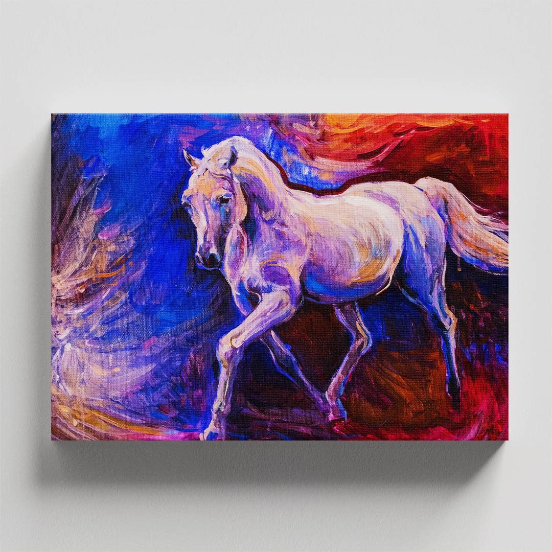 Cuadro Decorativo Caballo Blanco Estilo Oleo #20 - Imagen 4