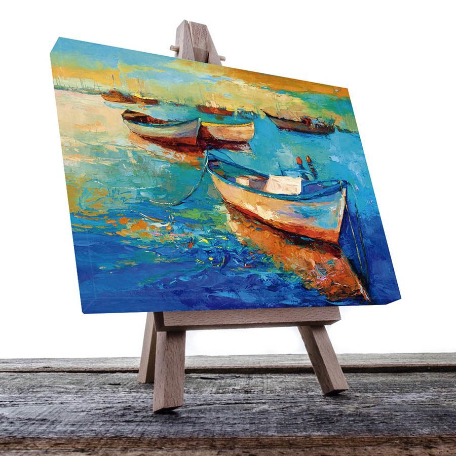 Cuadro Decorativo Barcas en el Atardecer Estilo Oleo #25