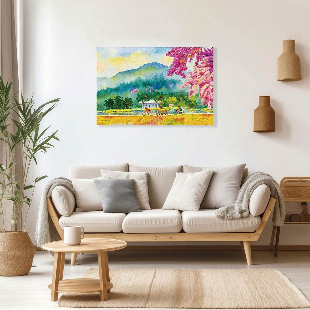 Cuadro Decorativo Poblado con Lago Estilo Oleo #12 - Imagen 3