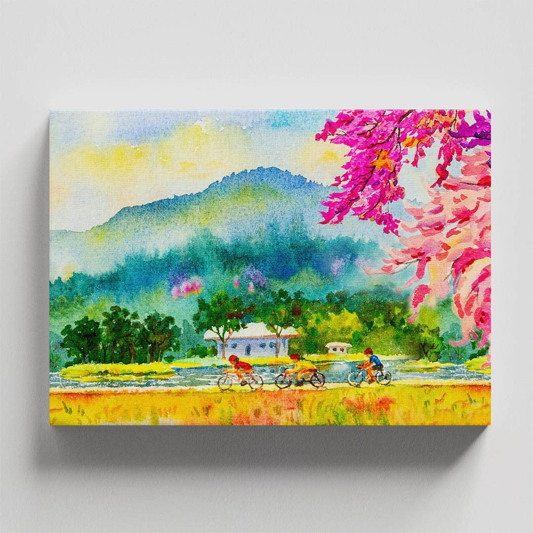 Cuadro Decorativo Poblado con Lago Estilo Oleo #12 - Imagen 4