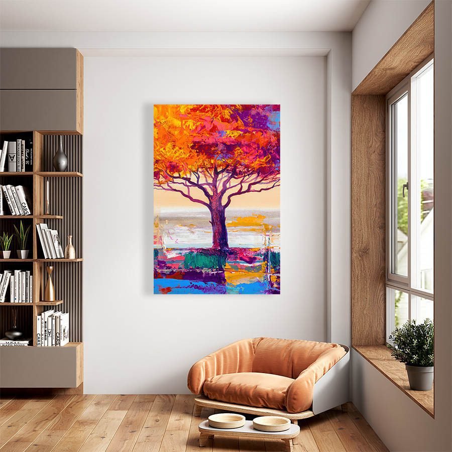 Cuadro Decorativo Arboles Colores Otoñales Estilo Oleo #04V - Imagen 2